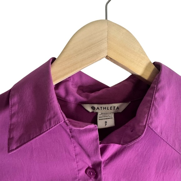 Athleta Poplin Top Oversized Button Down Shirt Jazzy Purple Women's Size Small - Picture 5 of 8